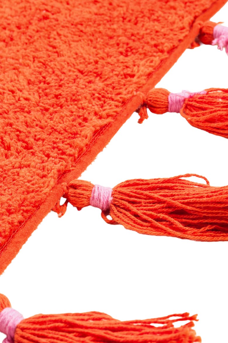 Punjab Tasseled 100% Cotton Bath Mat 24X35 In Fun, Alternate, color, Pink