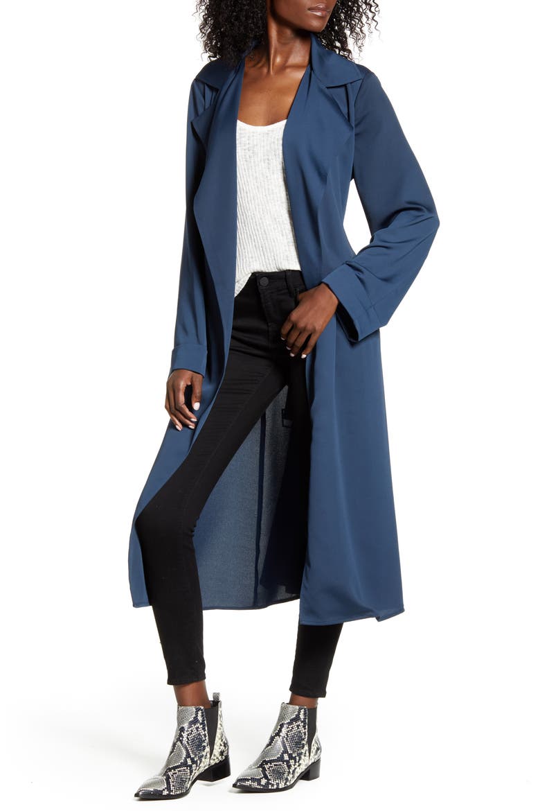 Bonjour Trench Coat, Alternate, color, DARK TEAL