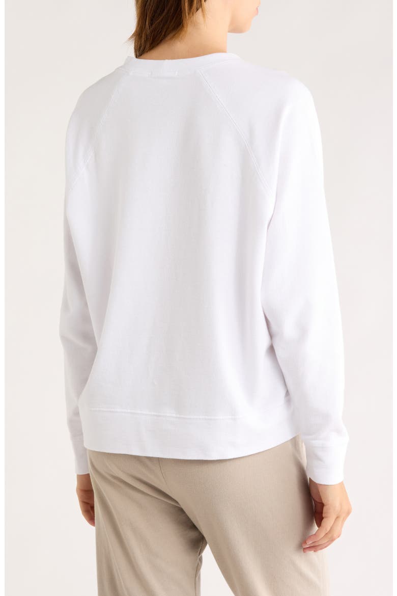 Cotton French Terry Relaxed Sweater, Alternate, color, WHITE