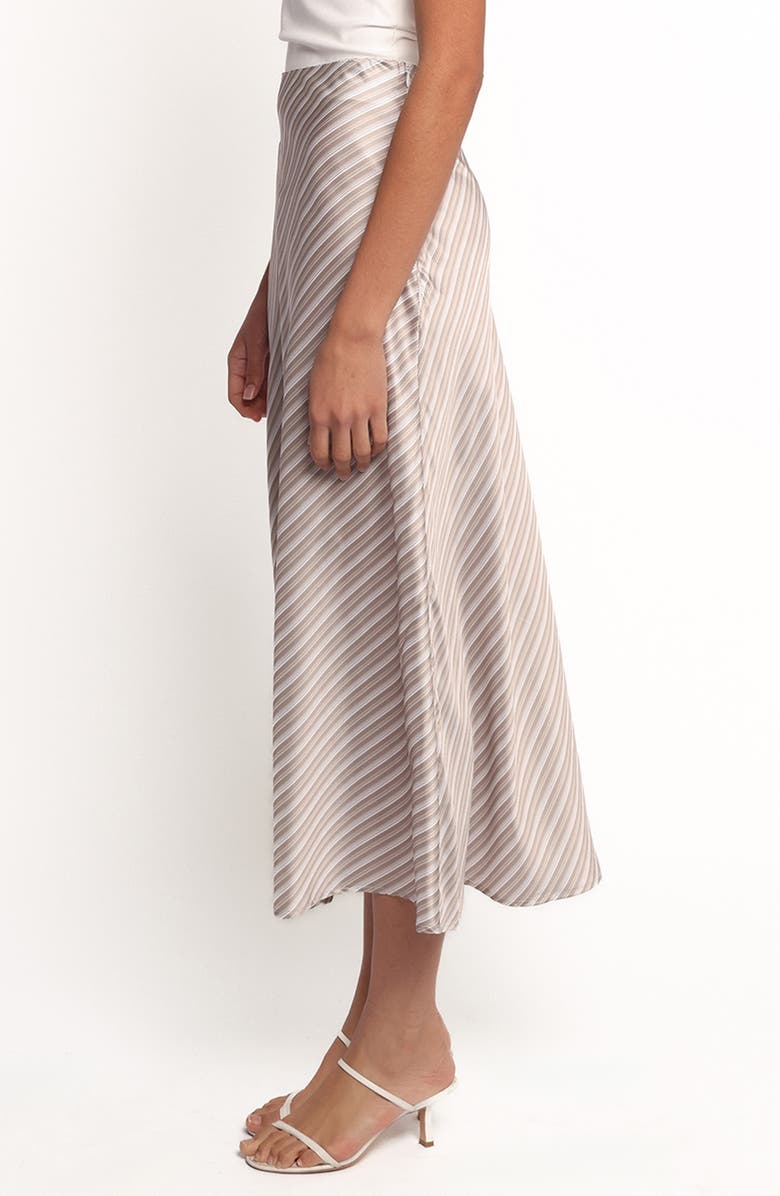 Petal & Pup Corrina Satin Midi Skirt, Alternate, color, Grey Stripe