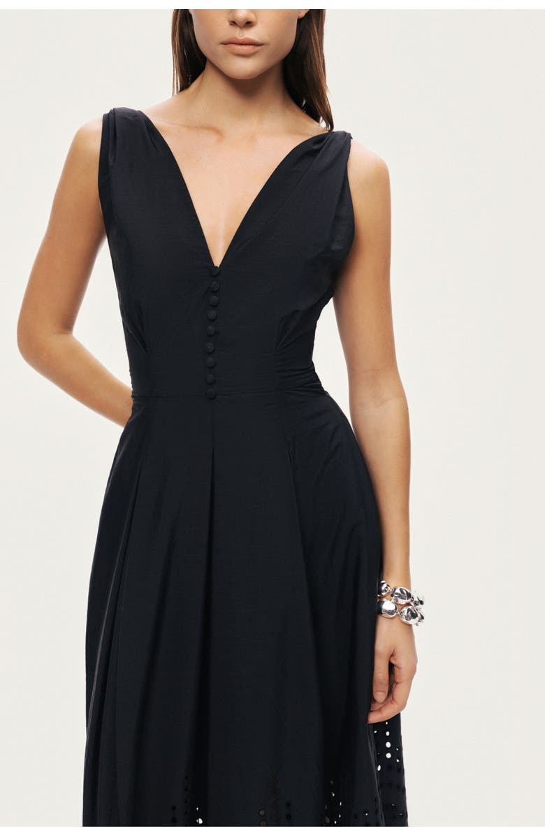 Nocturne Sleeveless Embroidered Midi Dress, Alternate, color, Black