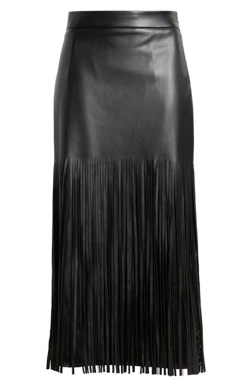 Elie Tahari Kaia Fringe Faux Leather Skirt In Noir