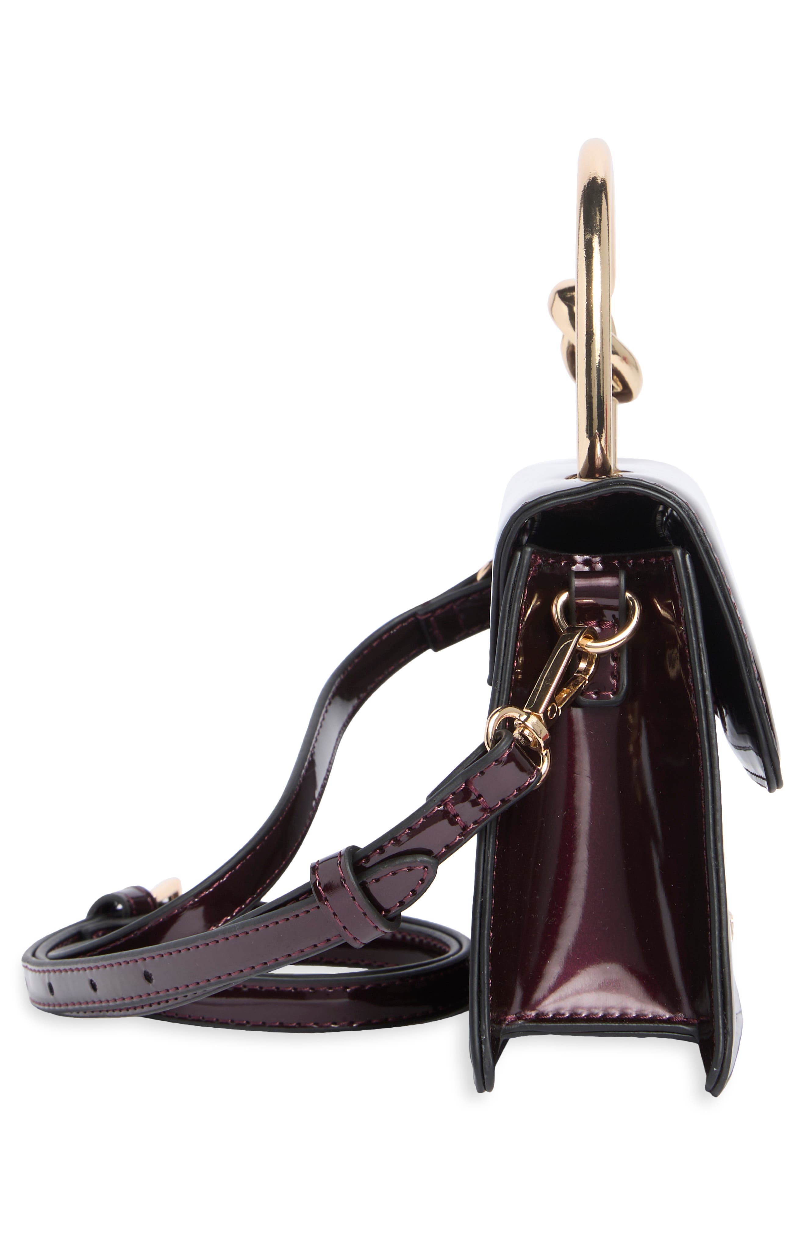 McKaley Faux Leather Handbag, Alternate, color, BORDO PATENT