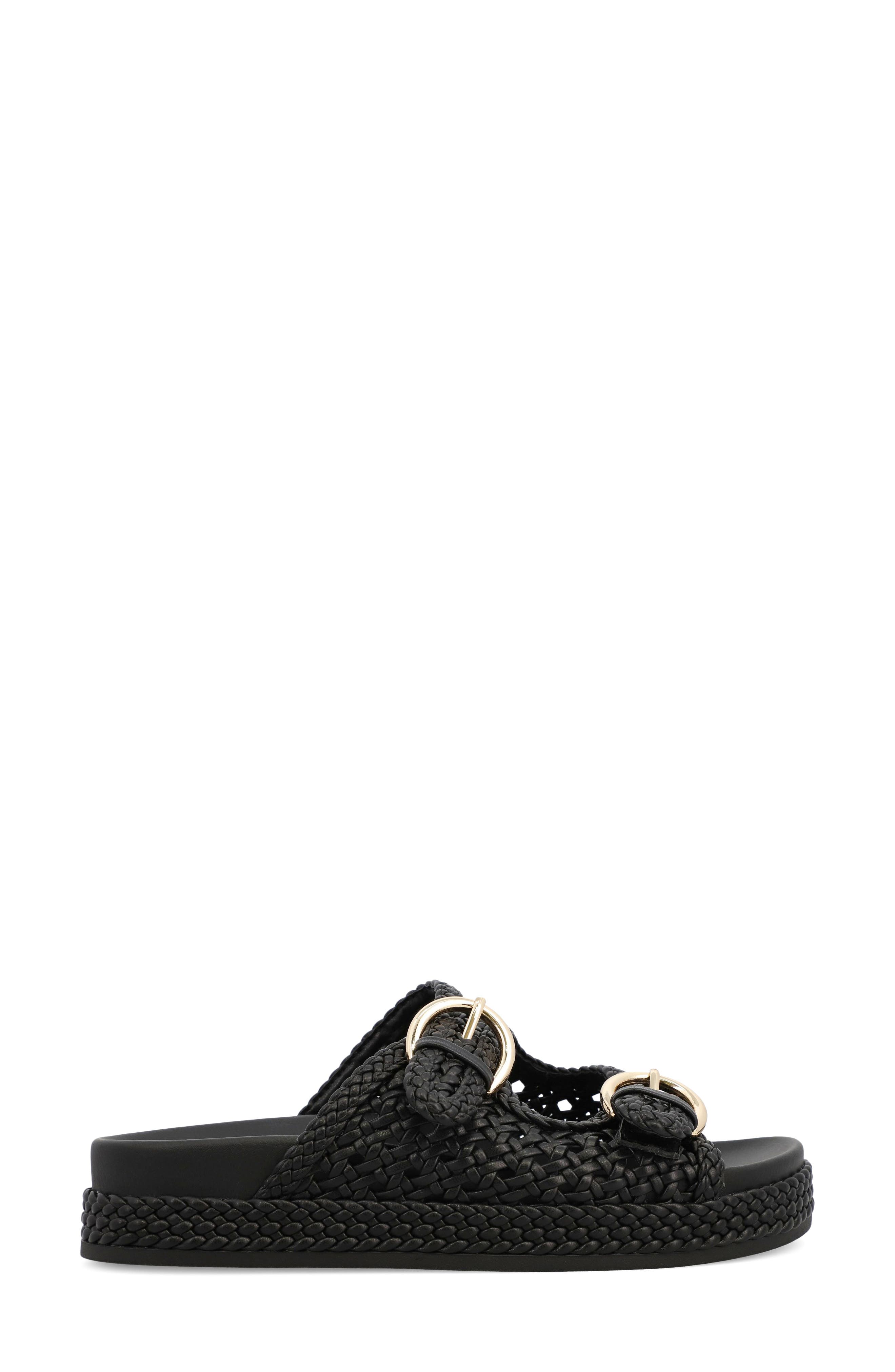 MIA Braided Buckle Strap Platform Sandal, Alternate, color, Black