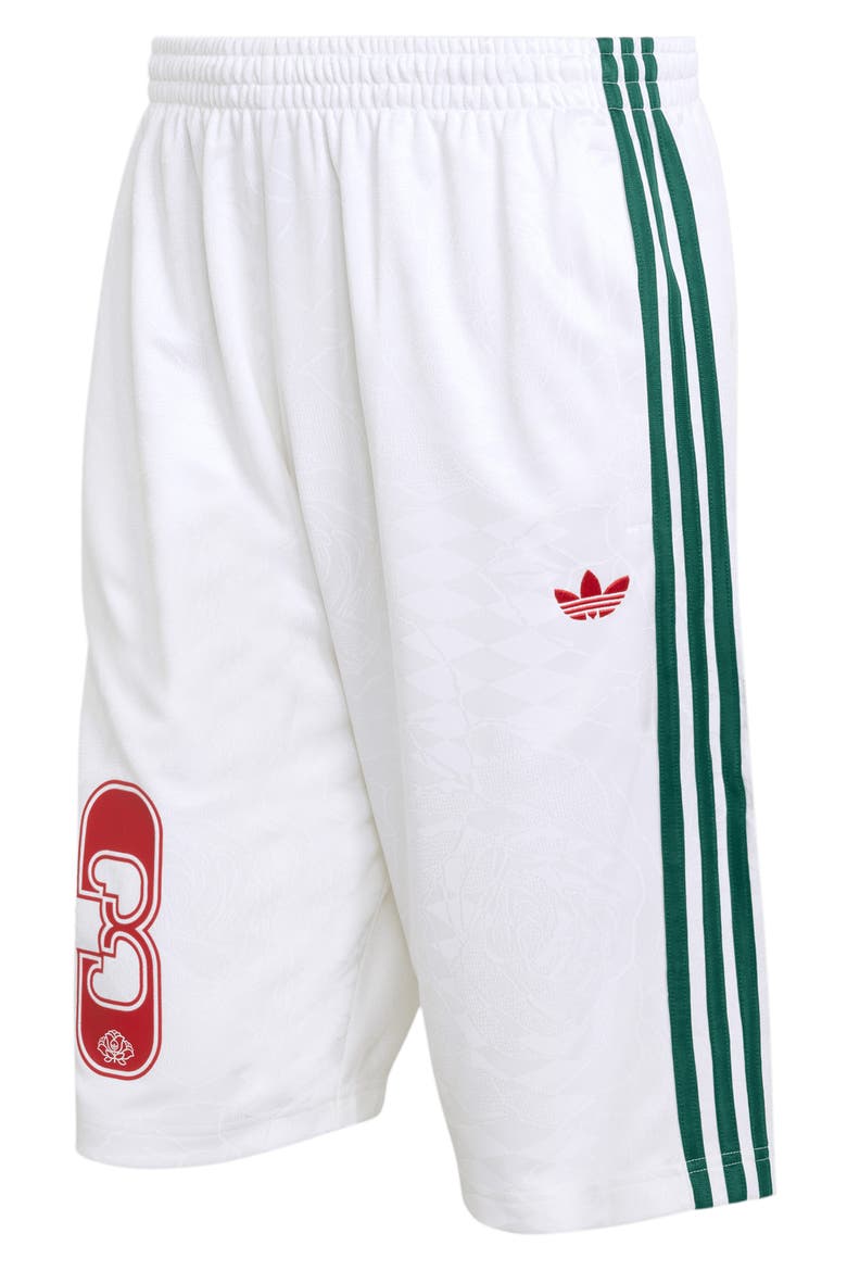 The Shorts Roses Drawstring Soccer Shorts, Alternate, color, WHITE/ COLLEGIATE GREEN/