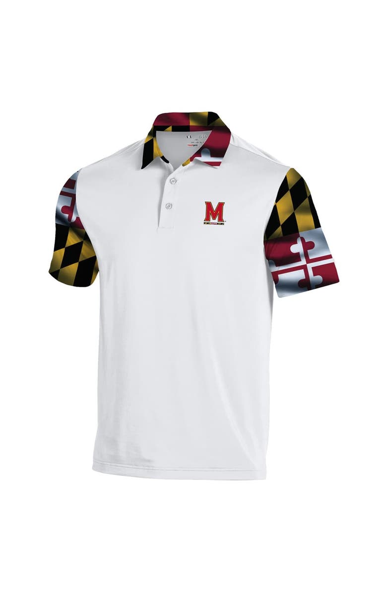 Under Armour Men's Under Armour  White Maryland Terrapins Gameday Armourfuse Polo, Alternate, color, White