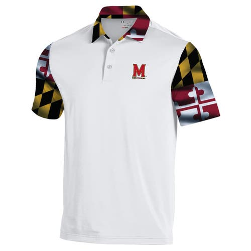 Under Armour White Maryland Terrapins Gameday Armourfuse Polo In Multi