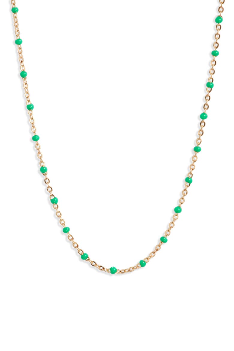 Kaz Bead Station Necklace, Main, color, GOLD/ EMERALD