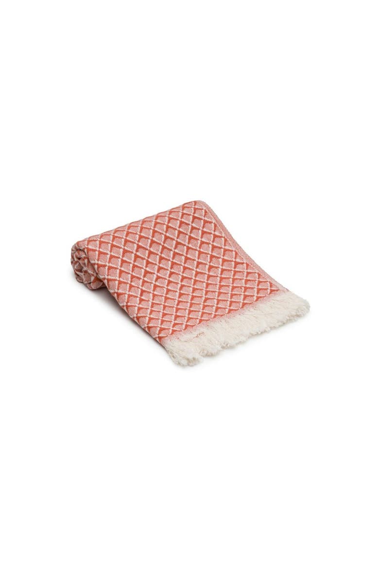 Serenity Grid Turkish Cotton Hand Towel Bundle, Alternate, color, Terracotta