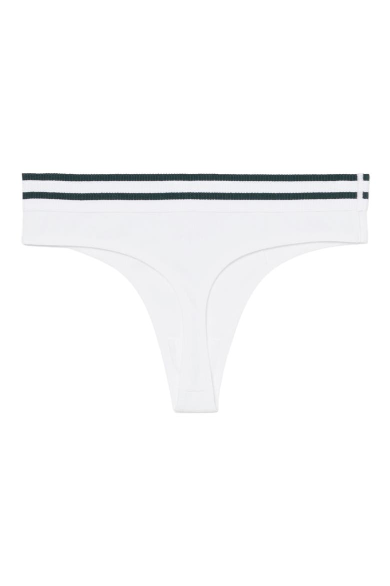 Cotton Blend Rib Thong, Alternate, color, 001 - BLANC
