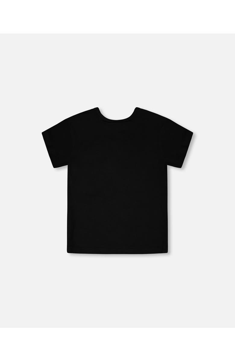 Deux par Deux Organic Cotton Jersey Zebra Short Sleeve T-Shirt, Alternate, color, Black