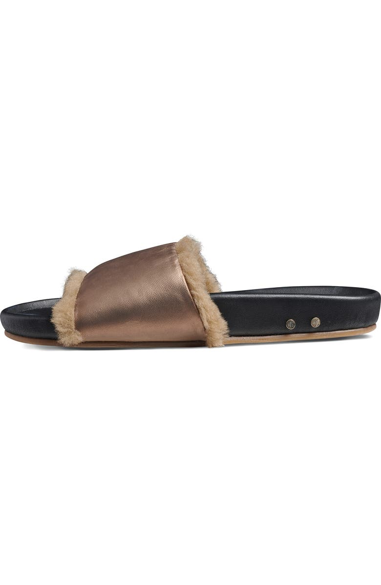 Beek Gallito Genuine Shearling Slide Sandal, Alternate, color, Mocha Metal / Bronze Shearling