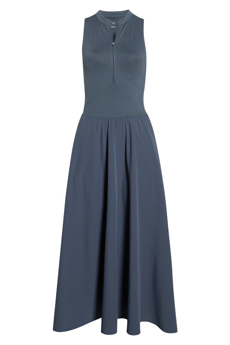 Atlas Zip Front Sleeveless Midi Dress, Alternate, color, NAVY ARMADA