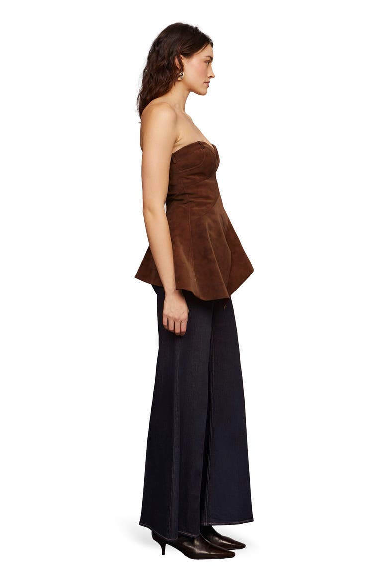 Augusta Bustier Peplum Top, Alternate, color, Toffee Swirl