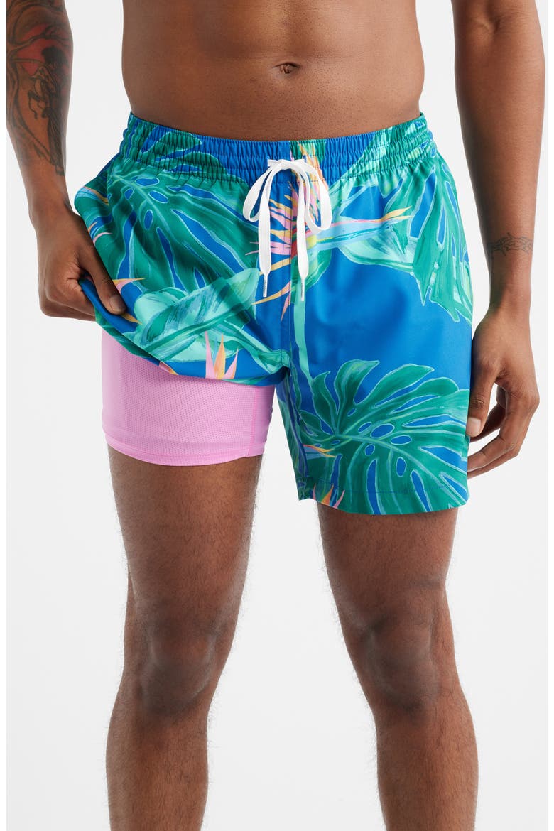 The Blue Birds of Paradise 5.5-Inch Swim Trunks, Alternate, color, MEDIUM BLUE