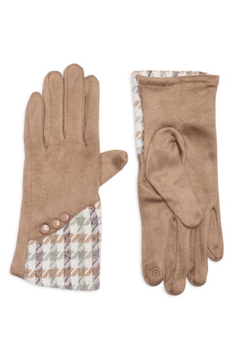 Houndstooth Button Gloves