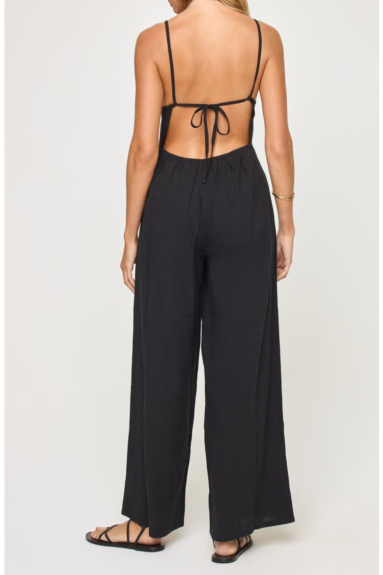 Jaida Open Back Cotton Cover-Up Jumpsuit, Alternate, color, BLACK
