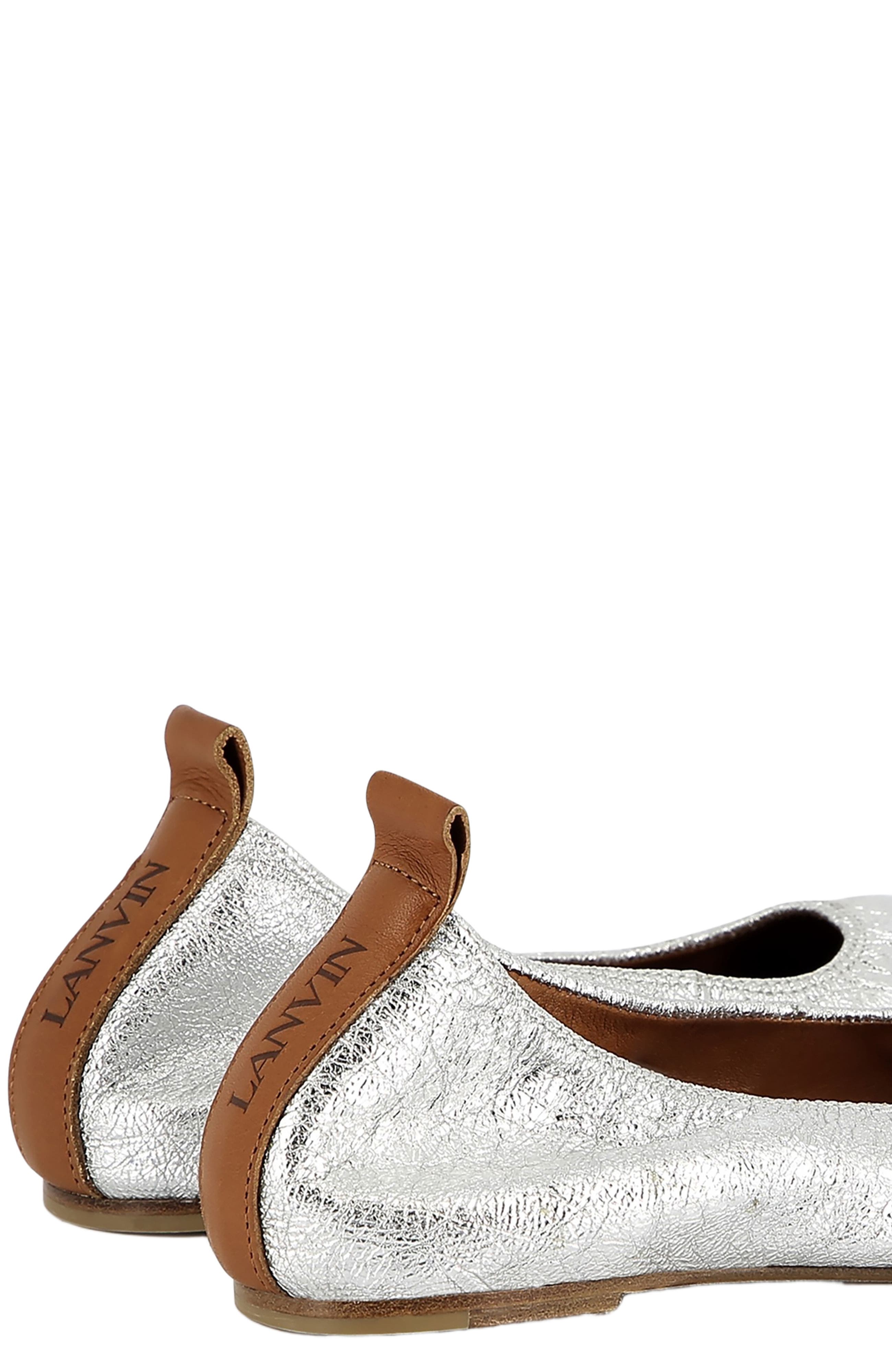 Lanvin Leather Ballet Pumps, Alternate, color, Silver