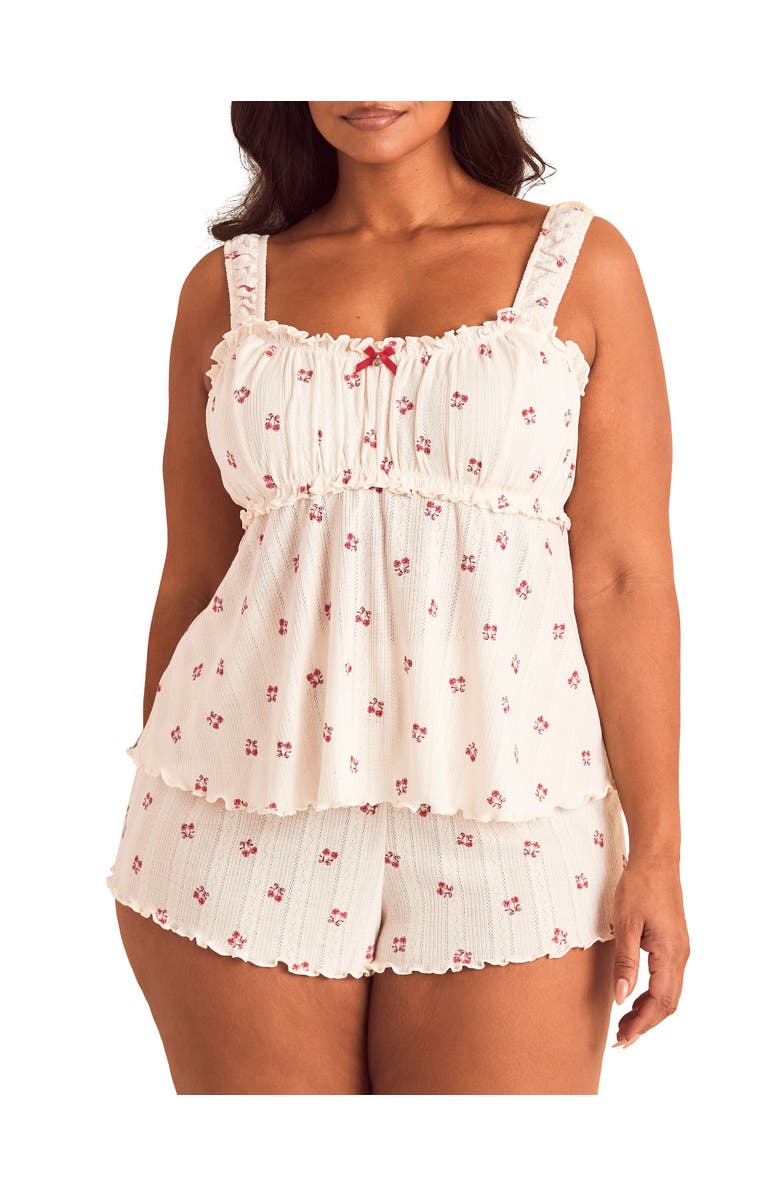 Adore Me Leanore Tank And Shorts Pajamas, Main, color, Novelty Beige