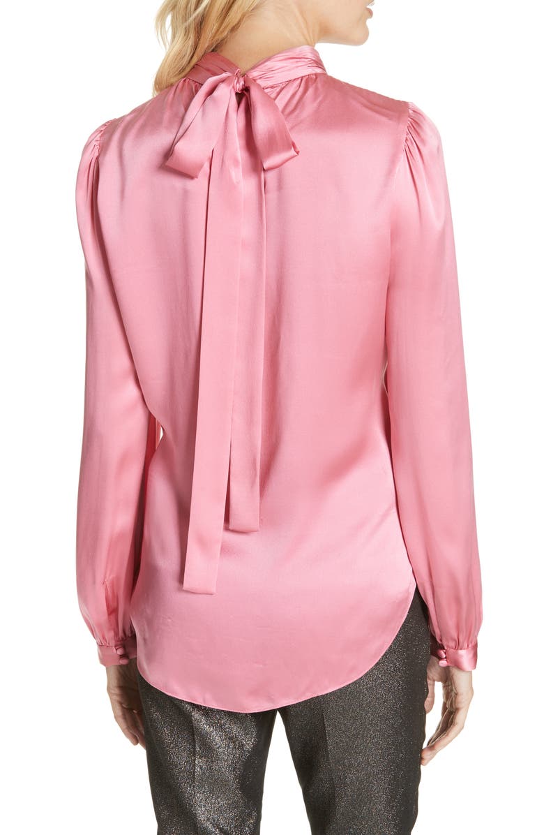 Veronica Beard Chilton Bow Back Silk Blouse, Alternate, color, 