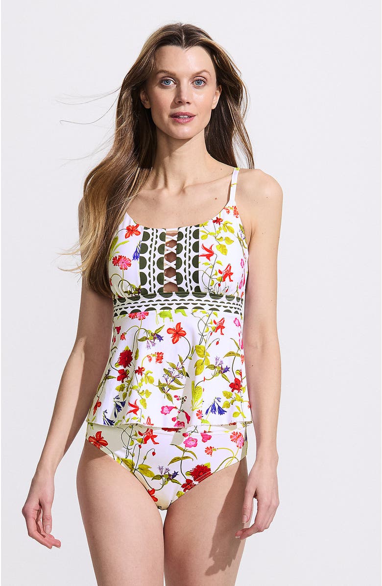 Lands' End Lace-up Flutter Tankini Swimsuit Top, Main, color, 