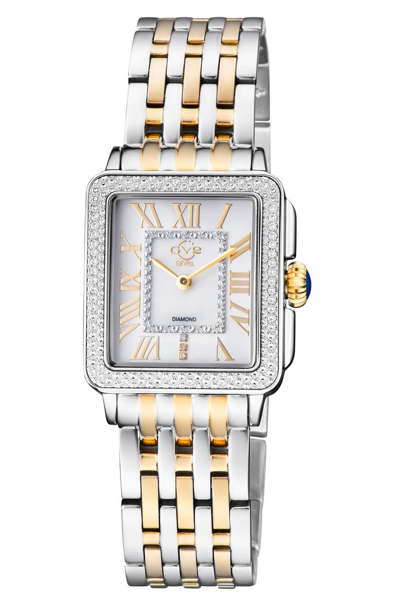 GEVRIL GV2 Women's Badova Diamond Dial Two-tone Bracelet Watch, 27mm, Main, color,