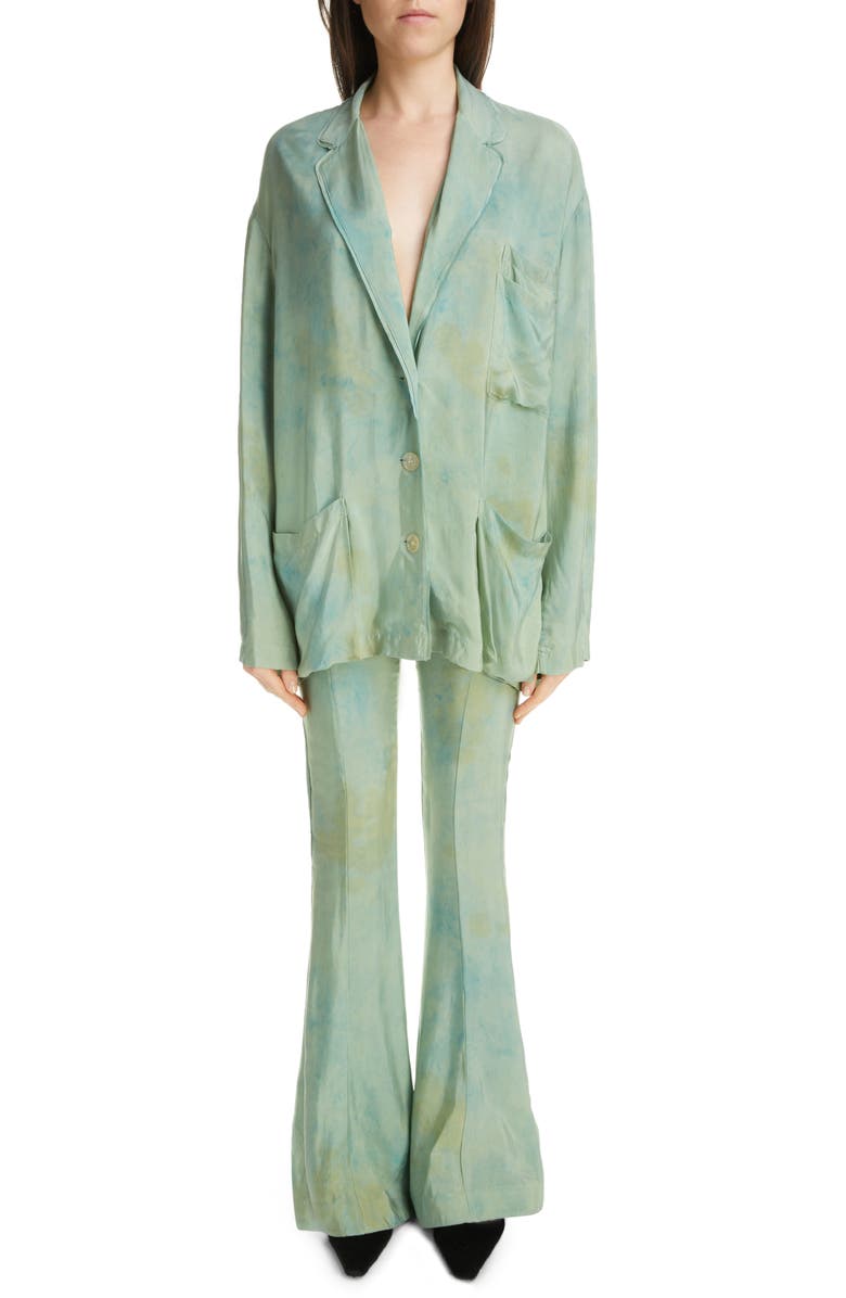 Acne Studios Pippen Tonal Print Cupro Kick Flare Pants, Alternate, color, 