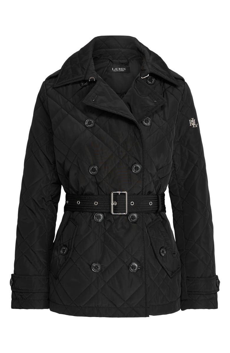 Lauren Ralph Lauren Belted Double Breasted Quilted Jacket, Alternate, color, 