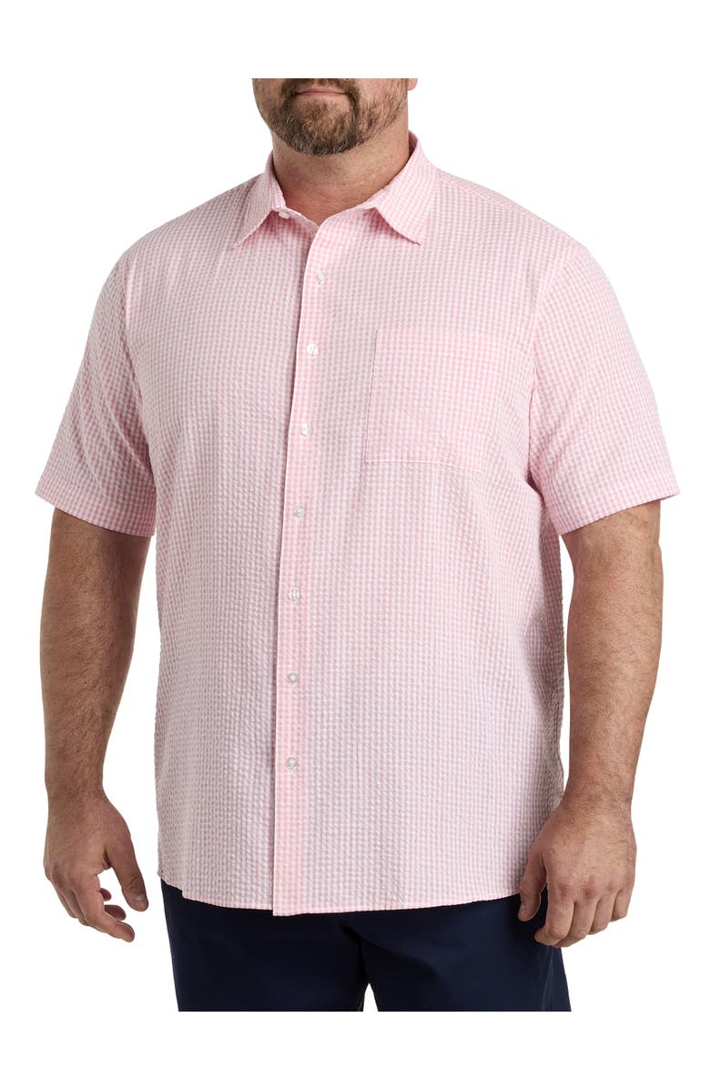 Oak Hill by DXL Big & Tall Gingham Seersucker Sport Shirt, Main, color, 