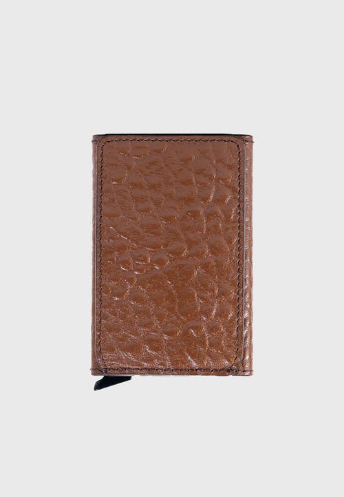 Furniq Uk Genuine Leather Elephant Pattern Card Holder In Brown