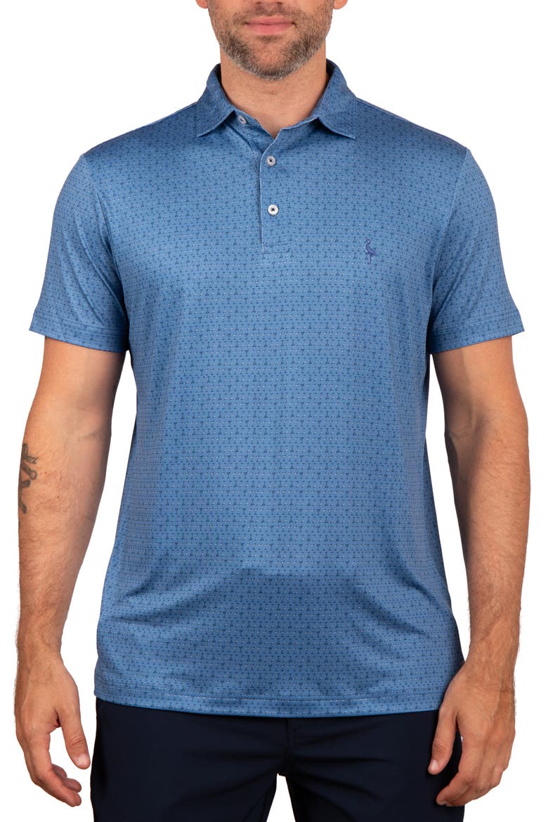 Martini Glass Printed Polo, Main, color, SLATE