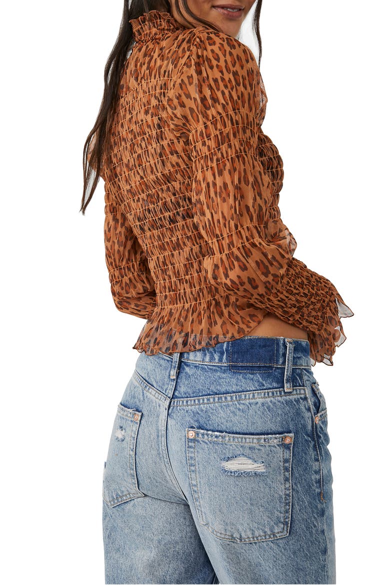 Hello There Smocked Crop Top, Alternate, color, LEOPARD COMBO