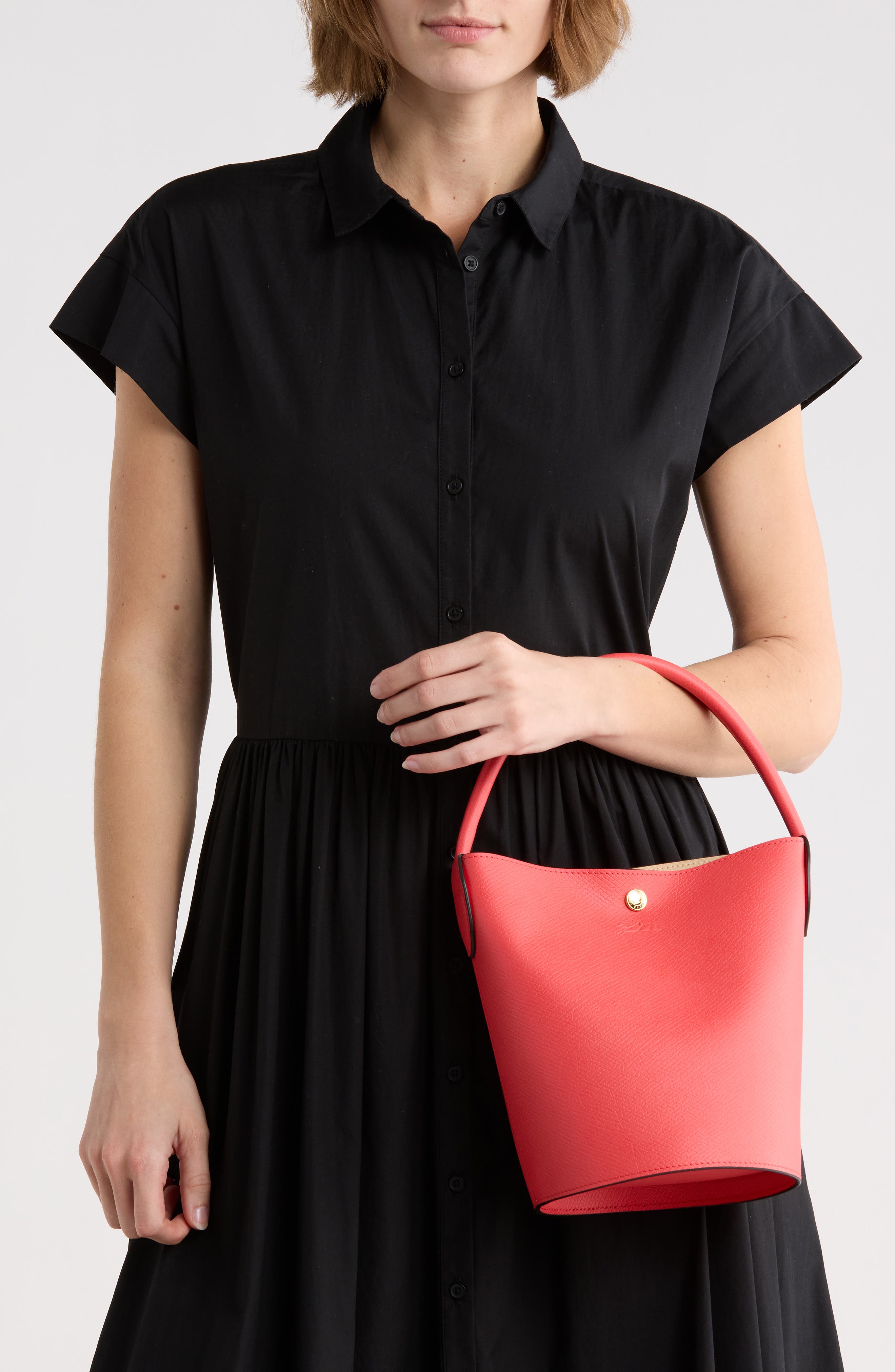 Longchamp Épure Leather Bucket Bag, Alternate, color, Strawberry