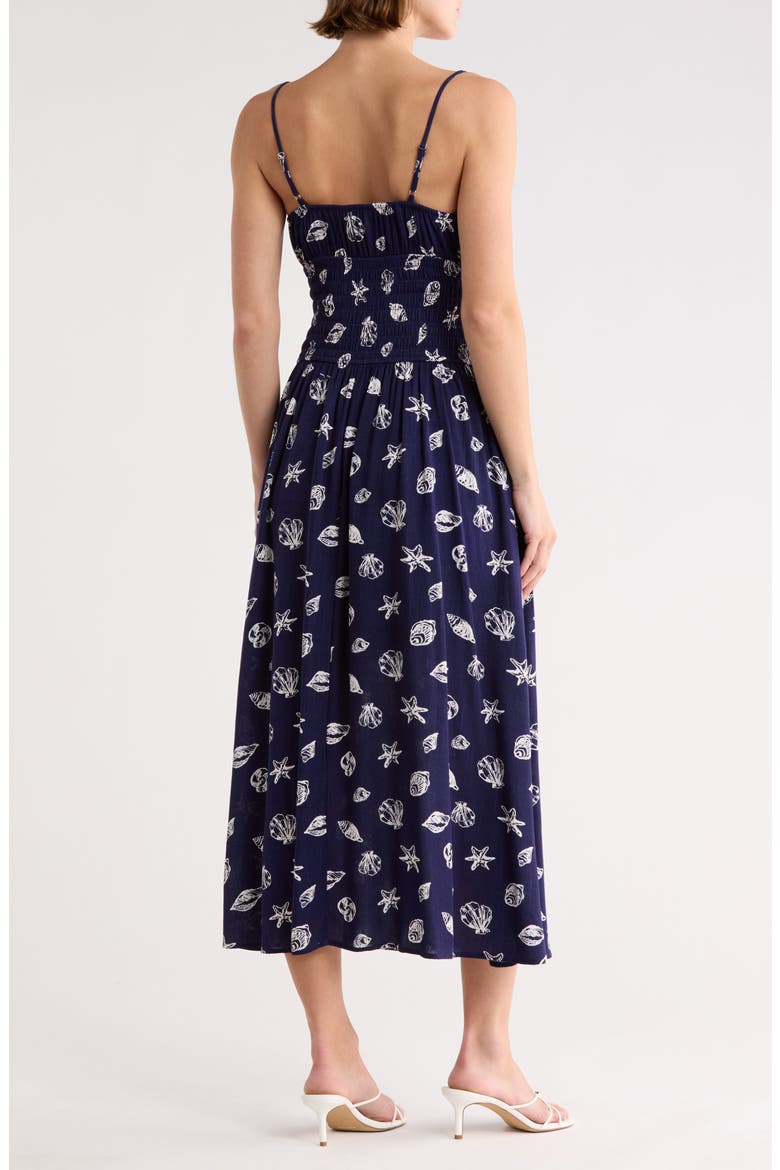 Shell Print Midi Sundress, Alternate, color, NAVY