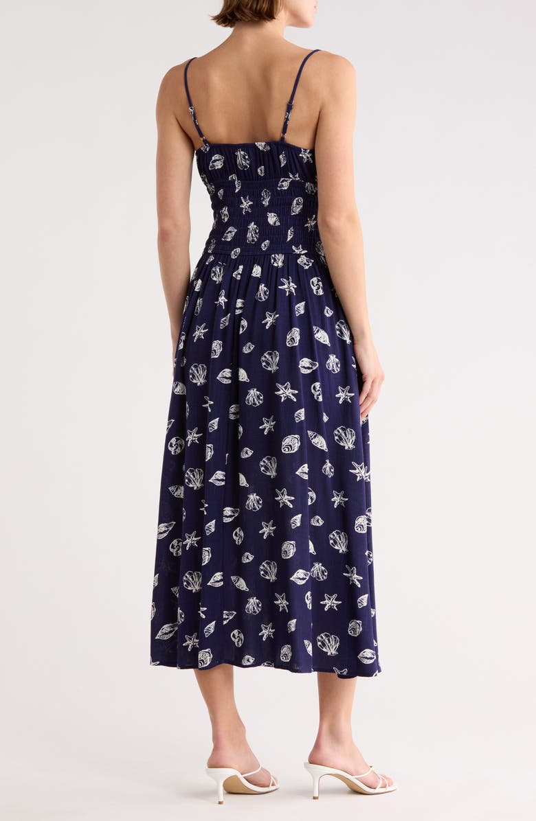Blu Pepper Shell Print Midi Sundress, Alternate, color, Navy