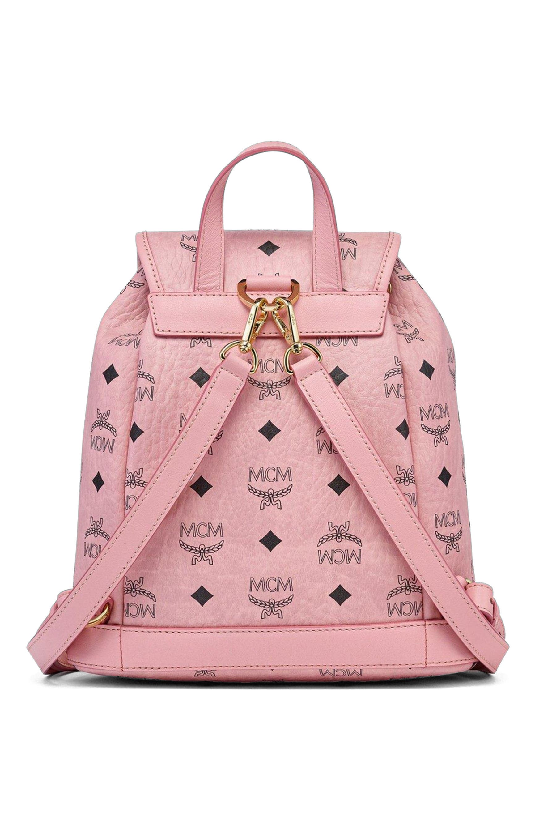 Mini Aren Drawstring Backpack in Visetos, Alternate, color, Pink
