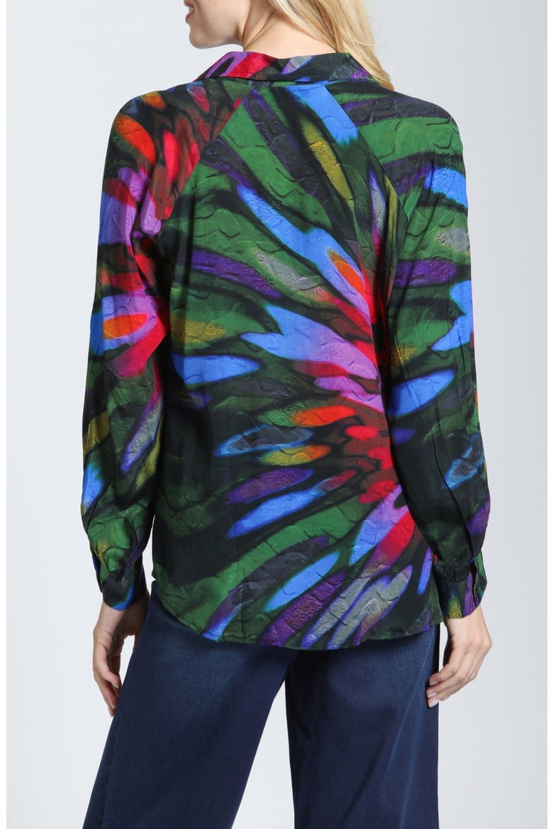 Stained Glass Print Half Placket Top, Alternate, color, STAINED GLASS