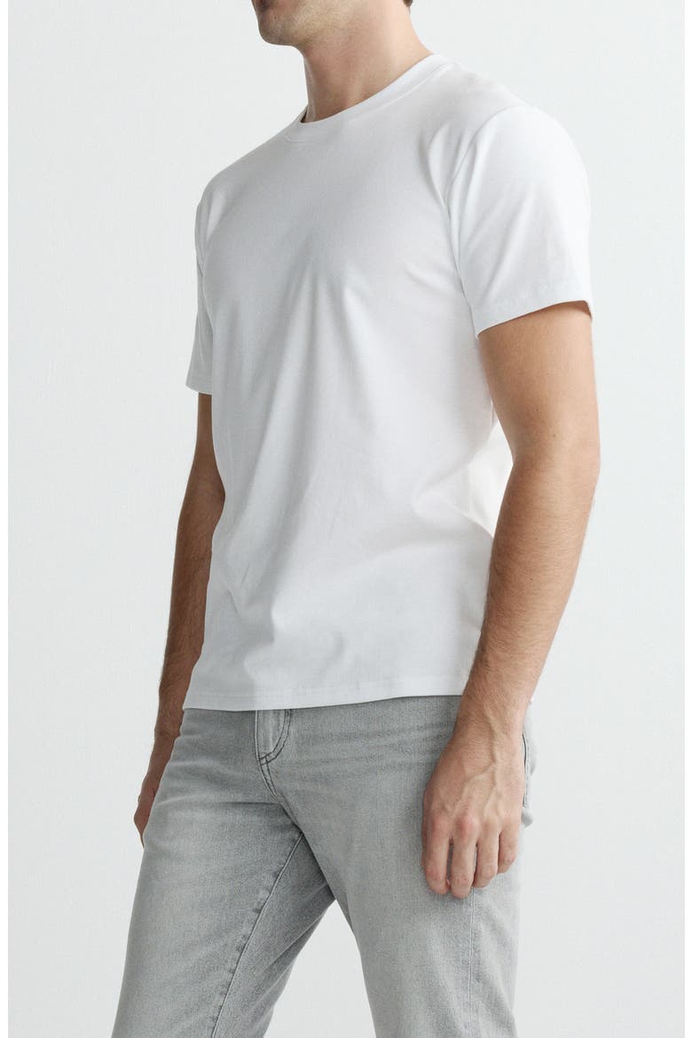 Stretch Cotton Rib Crewneck T-Shirt, Alternate, color, WHITE