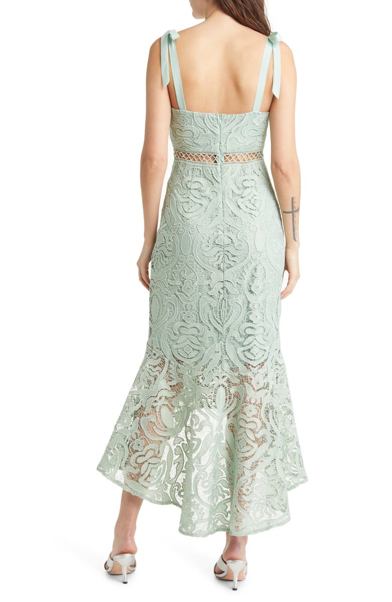 Lulus Won Your Heart Embroidered Lace Dress, Alternate, color, Sage Green