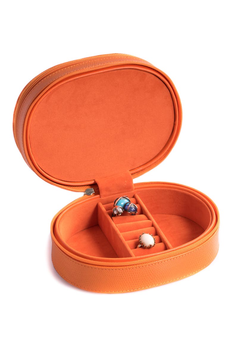 Leather Travel Jewelry Case, Alternate, color, ORANGE
