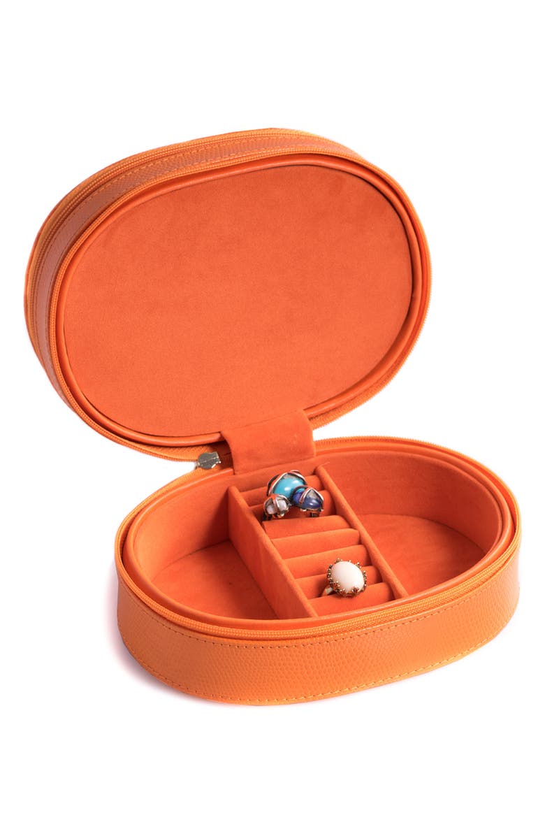 Bey-Berk Leather Travel Jewelry Case, Alternate, color, Orange