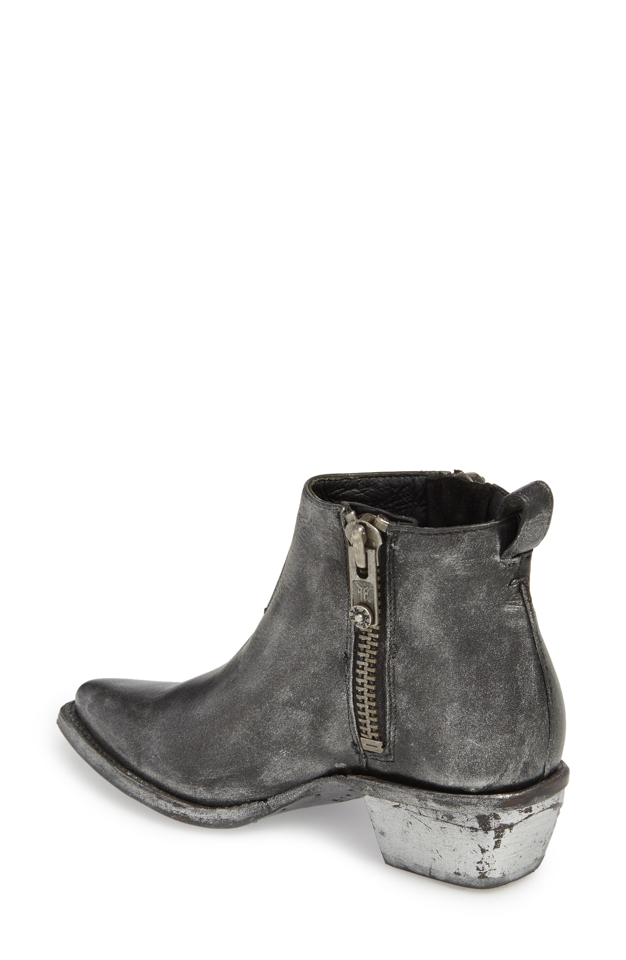 Sacha Moto Short Bootie, Alternate, color, BLACK METALLIC LEATHER