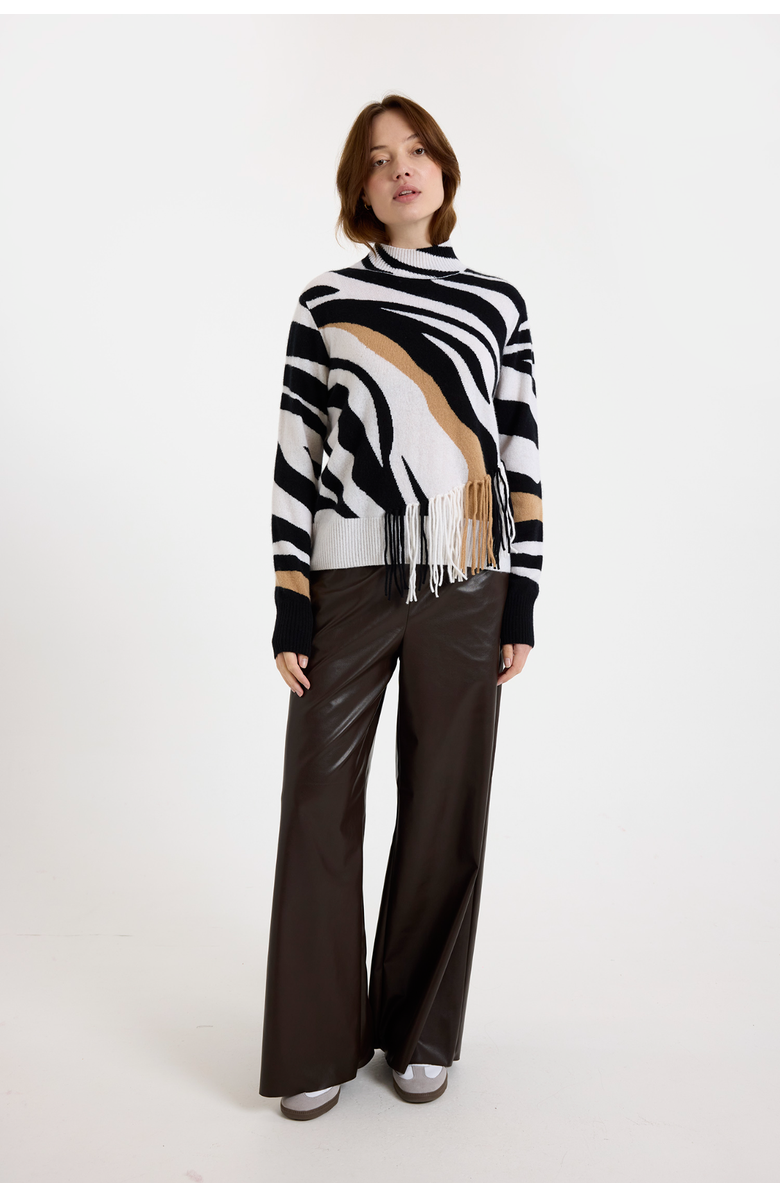 Brodie Pure Cashmere Zebra Fringe 100% Cashmere Sweater, Alternate, color, Organic White