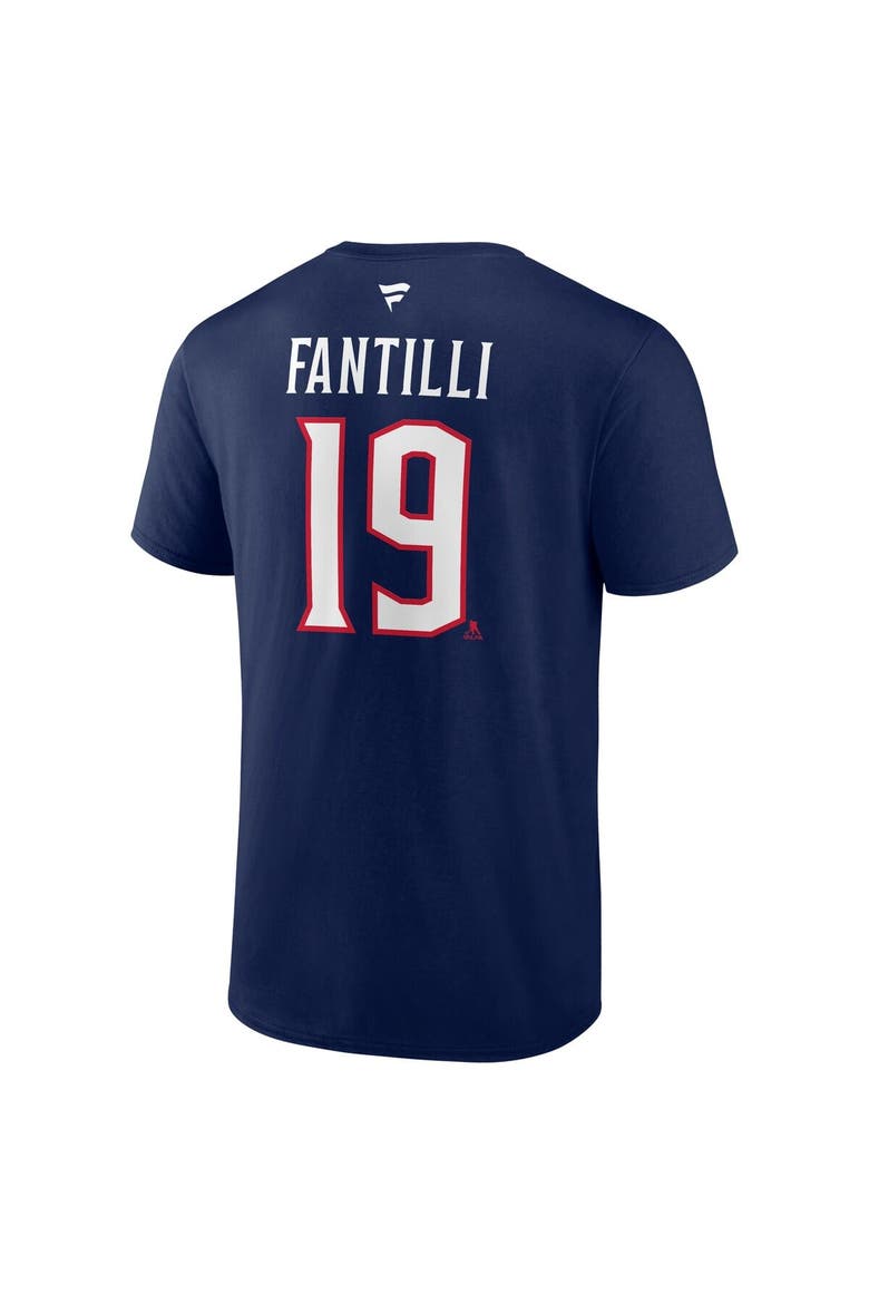 Men's Fanatics Adam Fantilli Navy Columbus Blue Jackets Authentic Stack Name & Number T-Shirt, Alternate, color, Navy