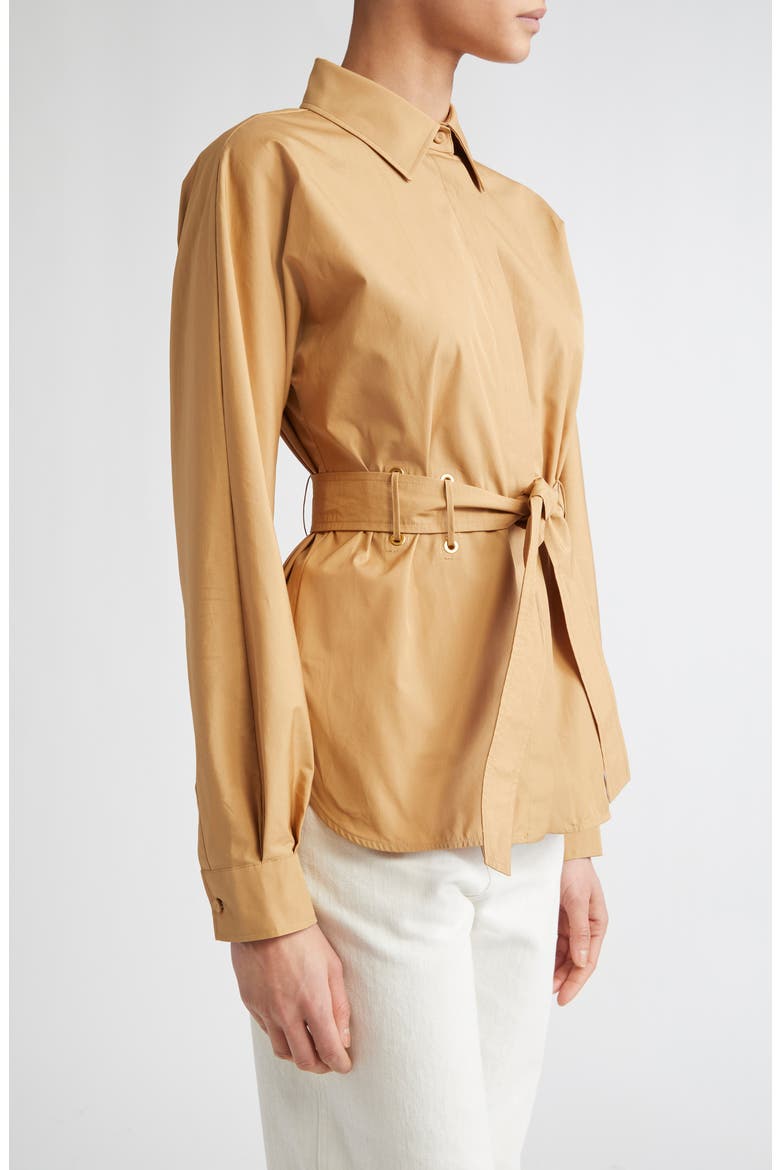 Juglas Belted Button-Up Shirt, Alternate, color, CARAMEL
