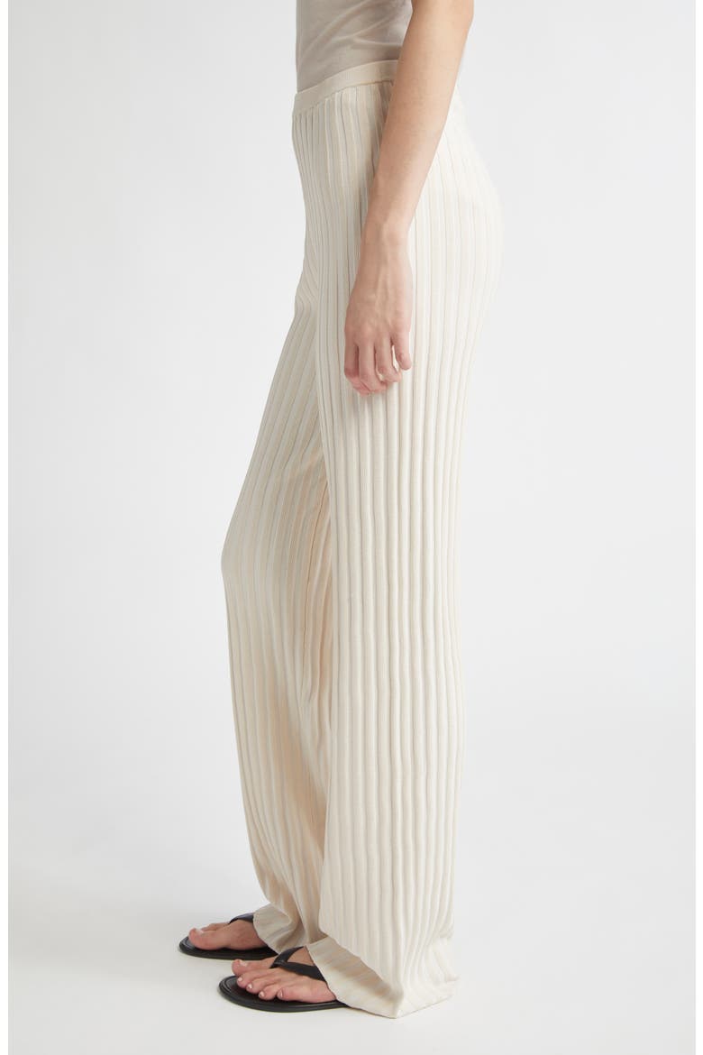 Margeux Rib Kick Flare Pants, Alternate, color, PEBBLE/ WHITE MULTI