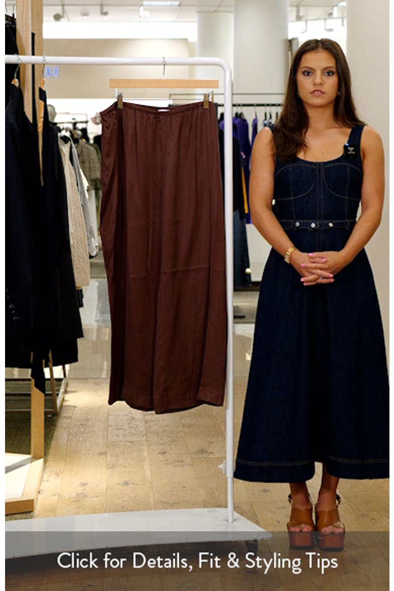 Print Pull-On Satin Crop Wide Leg Pants video
