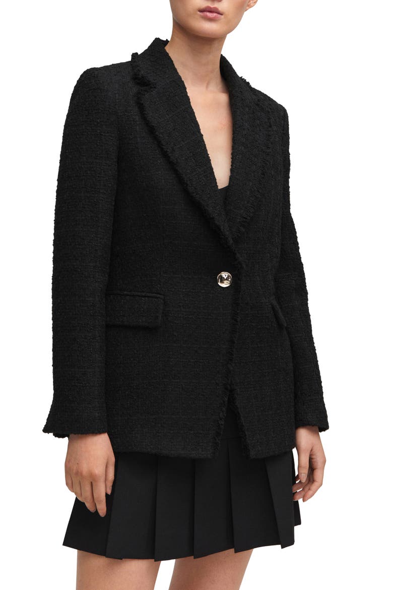 Tweed Blazer, Main, color, BLACK