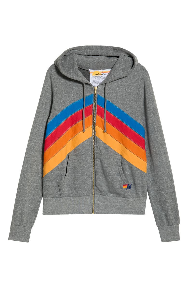 Aviator Nation Mountain Stitch Chevron Zip Hoodie, Main, color, Heather Grey