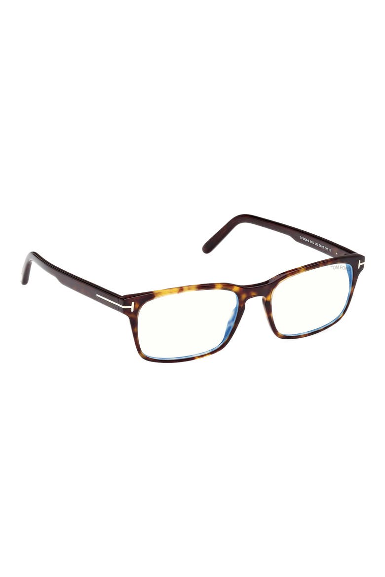54mm Rectangular Blue Light Blocking Glasses, Alternate, color, HAVANA ECO / T LOGO